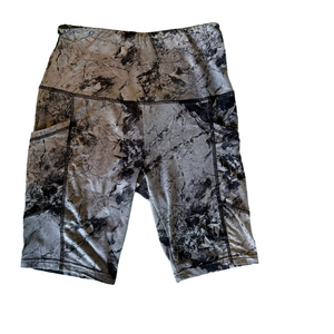 Gray and Black High-Waist Bike Shorts Women’s S Stretchy Athletic